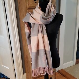 Twilly & Hyde England Elegant Pink and Gray Scarf